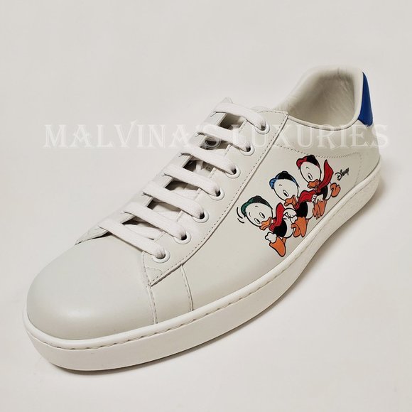 GUCCI SNEAKERS MENS LEATHER DISNEY ACE HUEY DEWEY LOUIE LOGO SHOES 9G US 9.5 - Picture 12 of 16